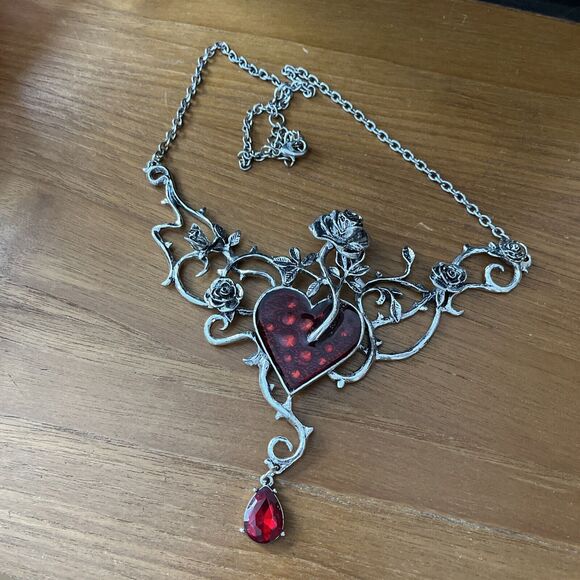 Halloween Fashion Crystal Drip Oil Red Love Gem Pendant Necklace for Women